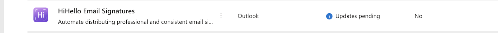 sample of HiHello on Microsoft admin page