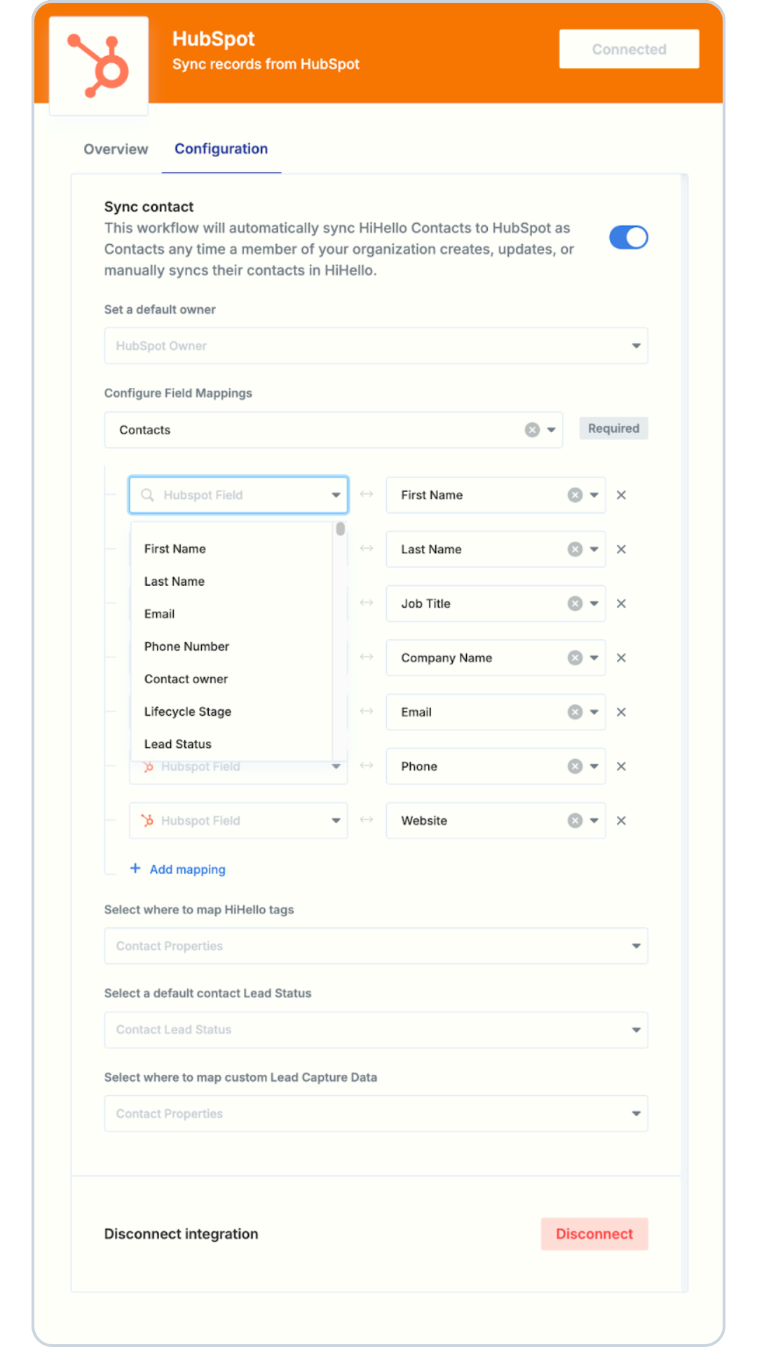 New Hubspot configure contact sync.png