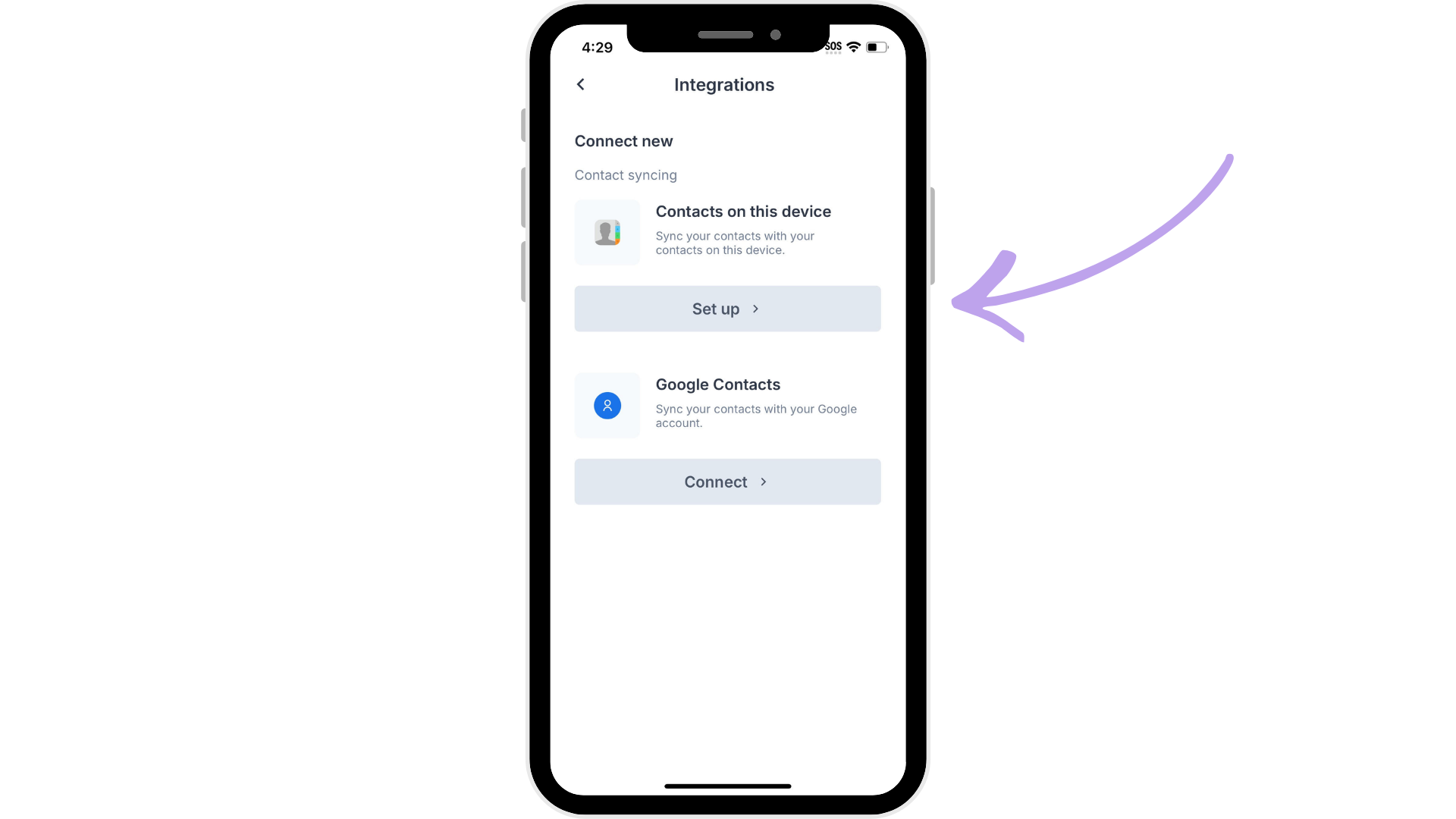 Set up button for iOS CardDAV profile.png