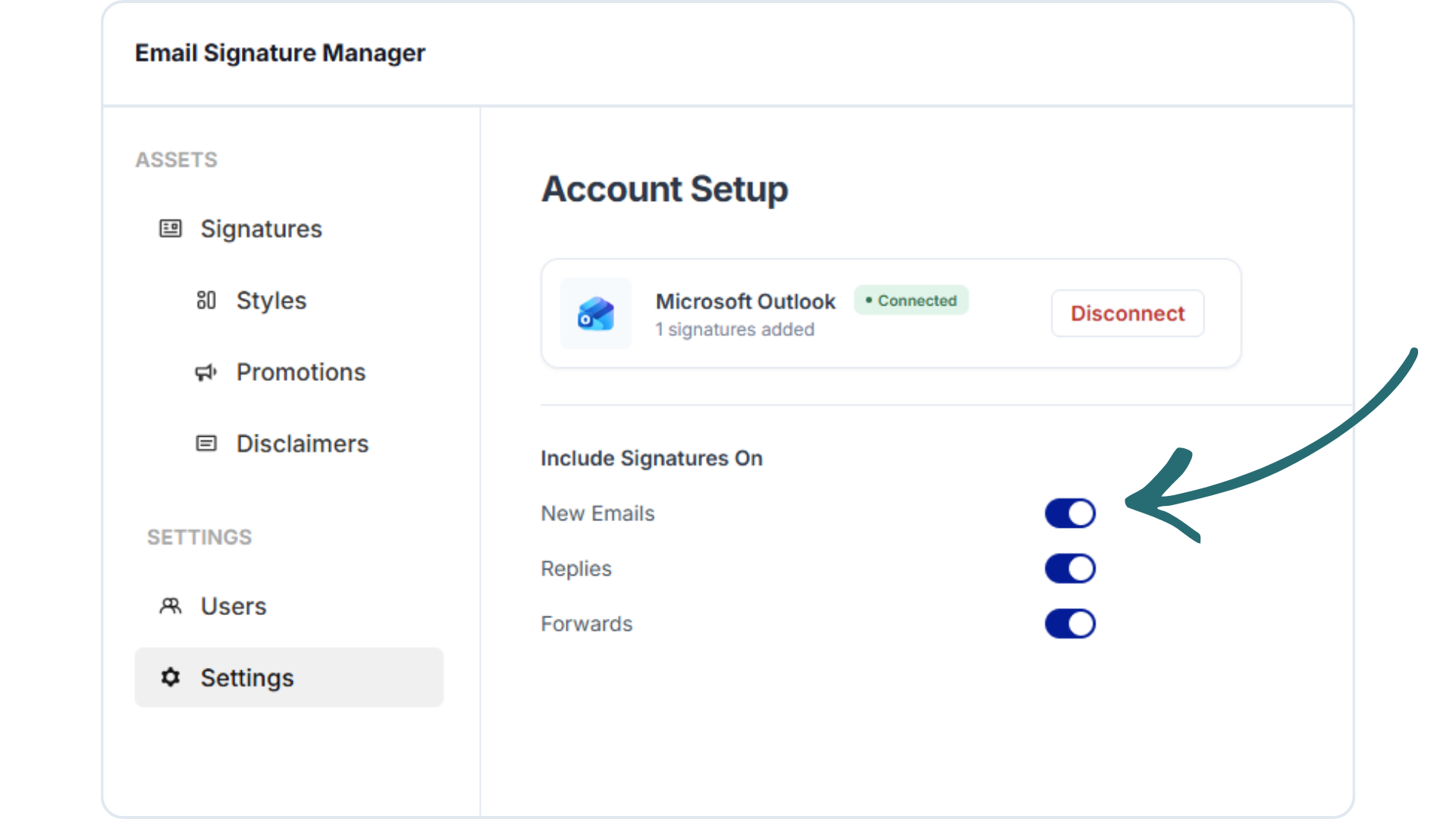 Outlook email signature send settings toggles.png