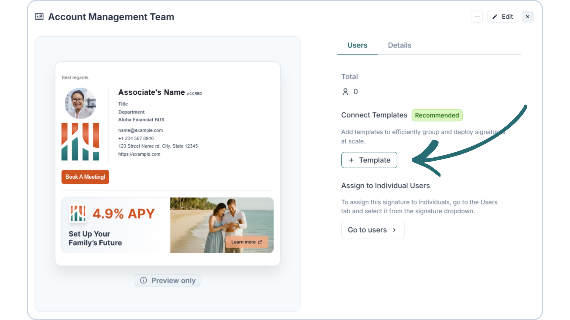 Click + template on email signature page.png